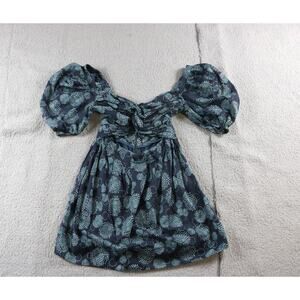 Karina Grimaldi Dress Medium Floral Print Lined Puff Sleeve Cut out Mini